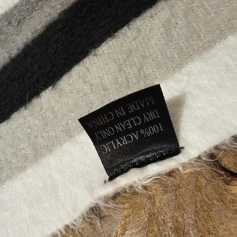 Stylish Striped Scarf - Black, Gray & White